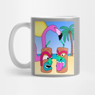 Funny Pink Flamingo and Tiki Drink - Summer Vibes Mug